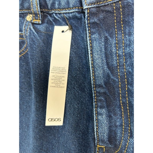 NWT Asos Mom Jeans High Rise Dark Wash Wash Blue Denim Women's Tall 28 x 38 Sz 6 - Picture 4 of 9